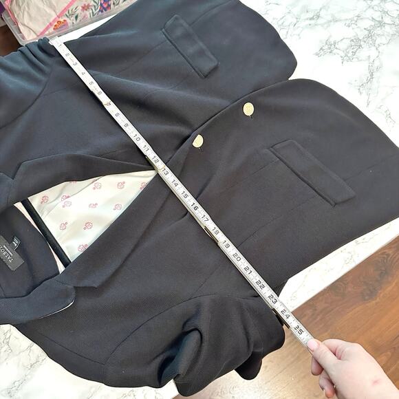 Talbots Cotton Pique Black Blazer Crest Button Blazer‎ Women's Size 18w Petite - Picture 14 of 15